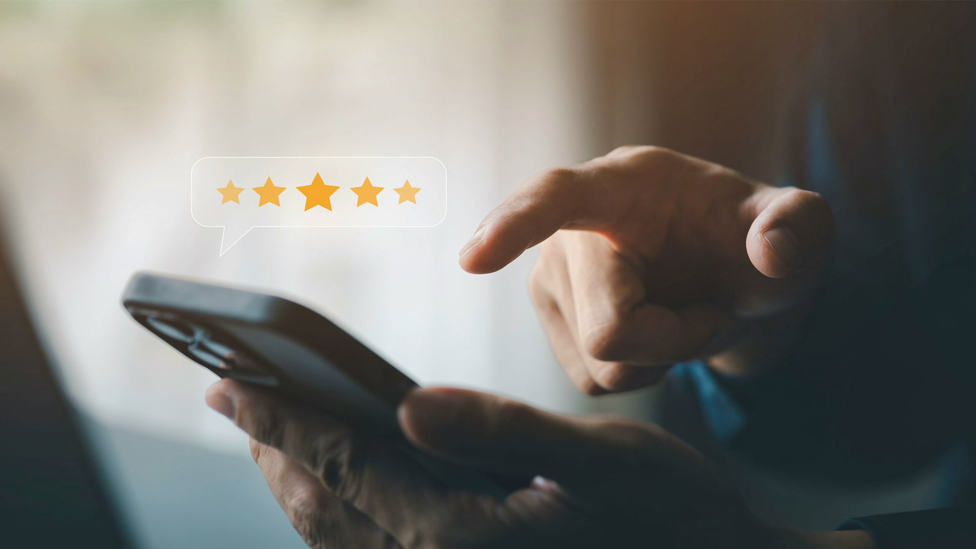 Customer on phone giving 5 star review