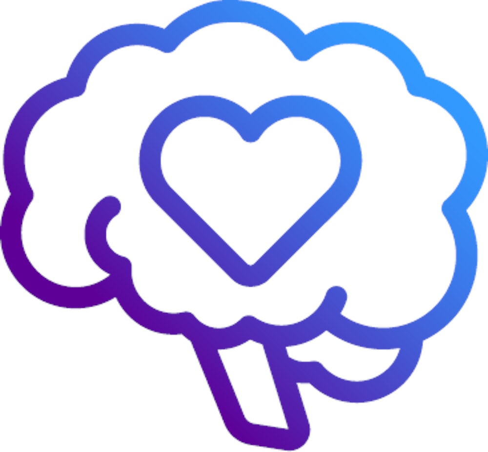 Icon of a brain with a heart in it