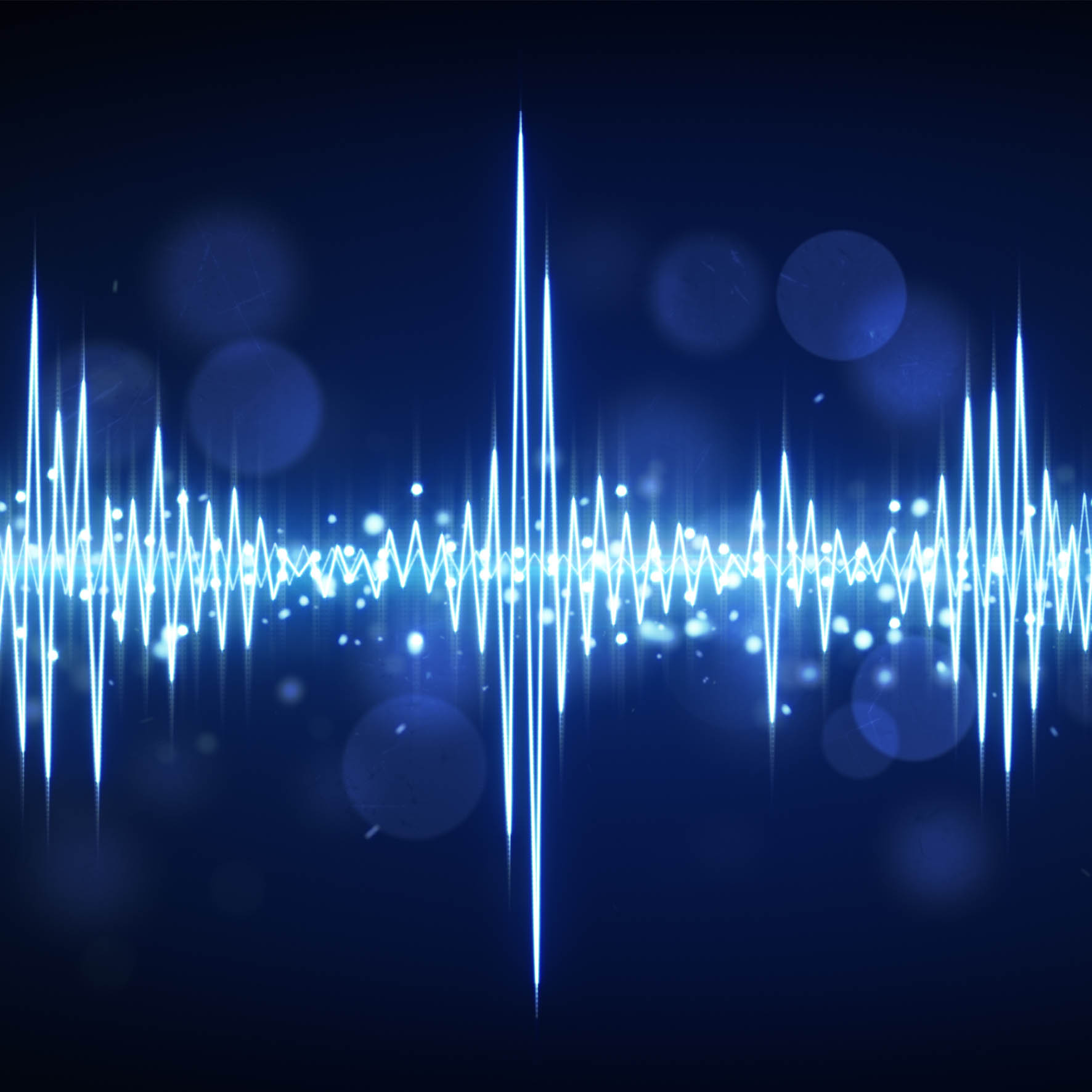 Britannic communications transcription voice wave length graphic in blue