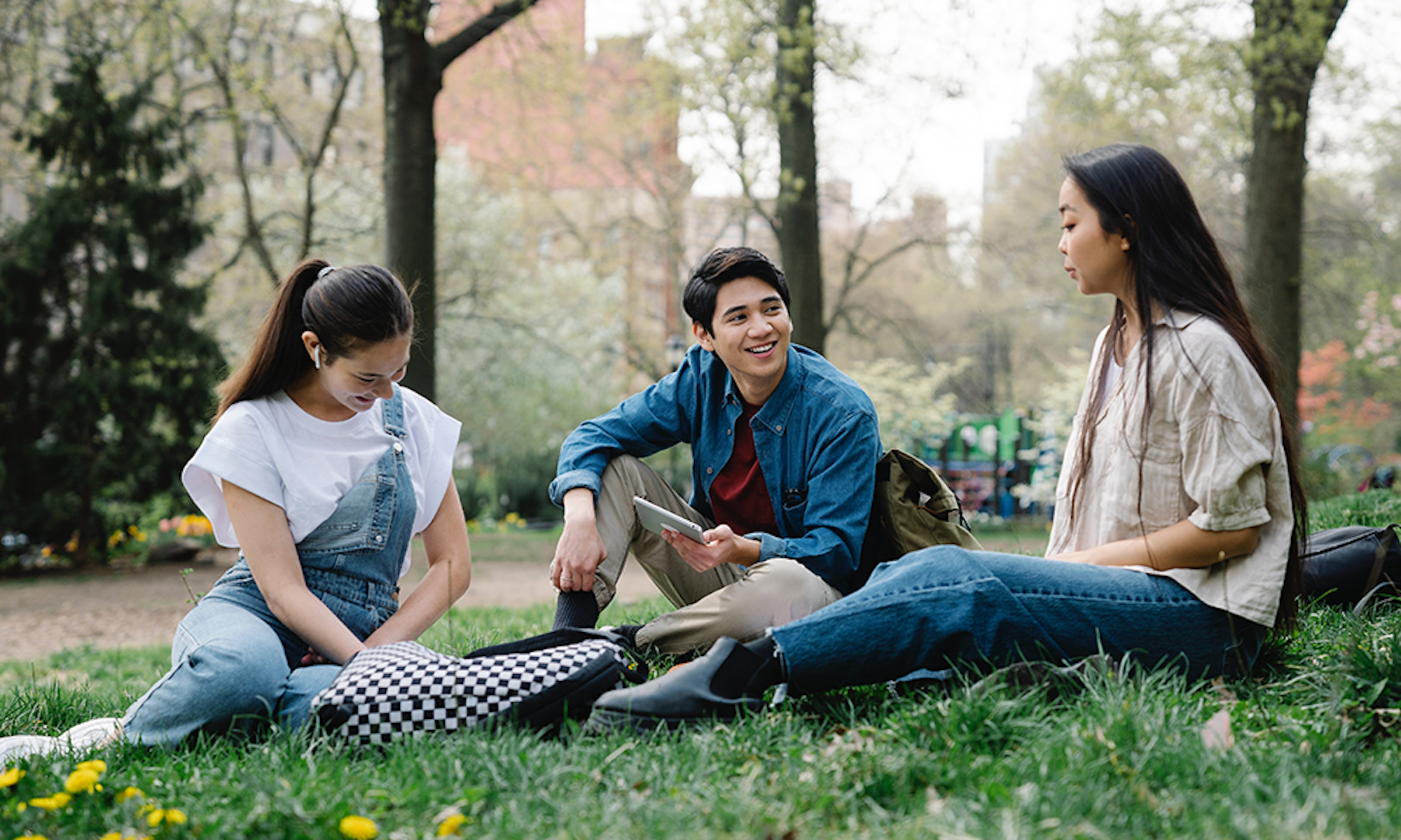 International Students Sitting On Grass