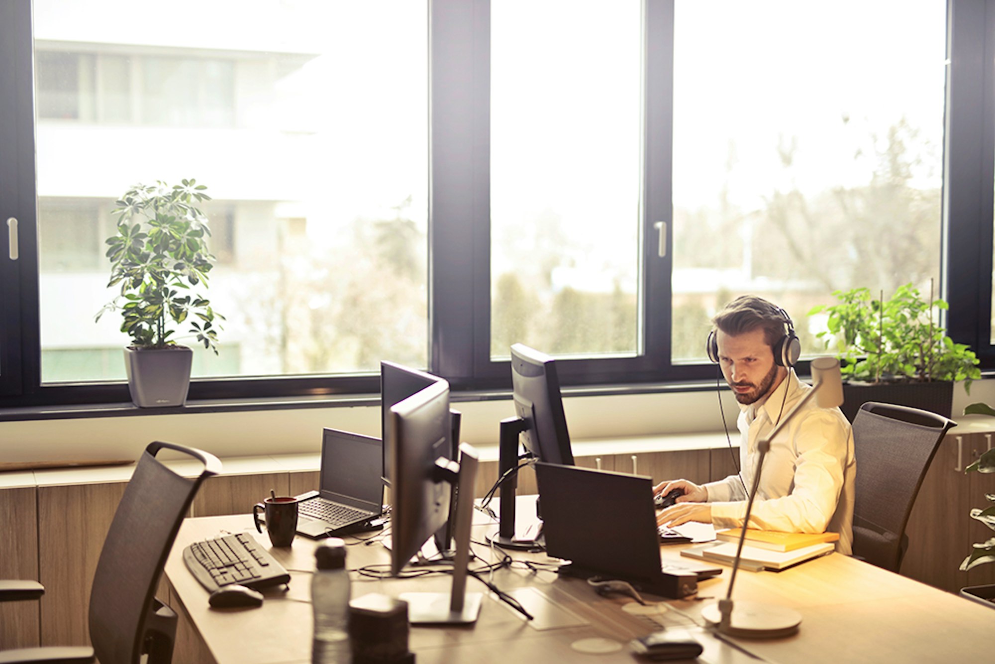 Lone office worker