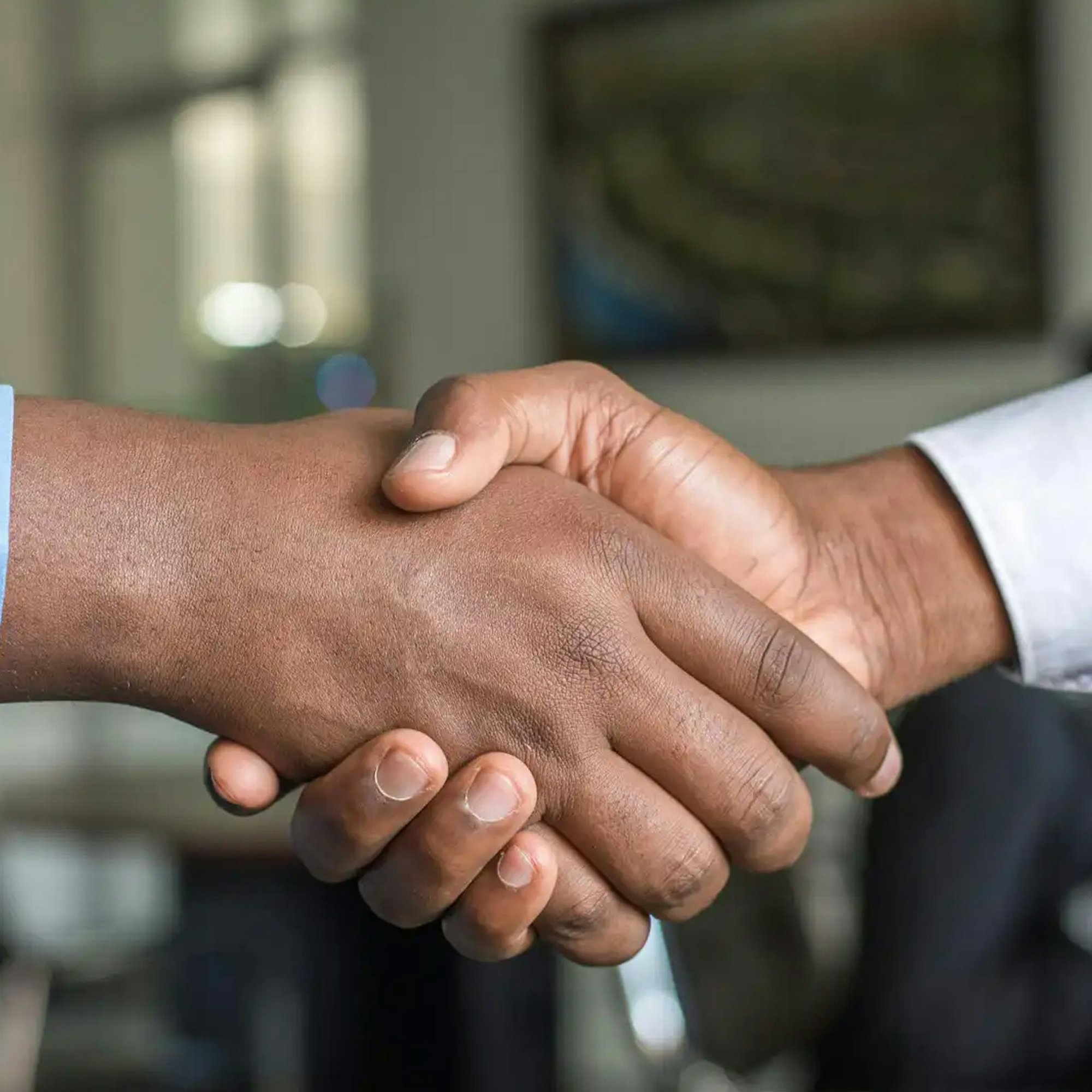 Handshake between two male colleagues