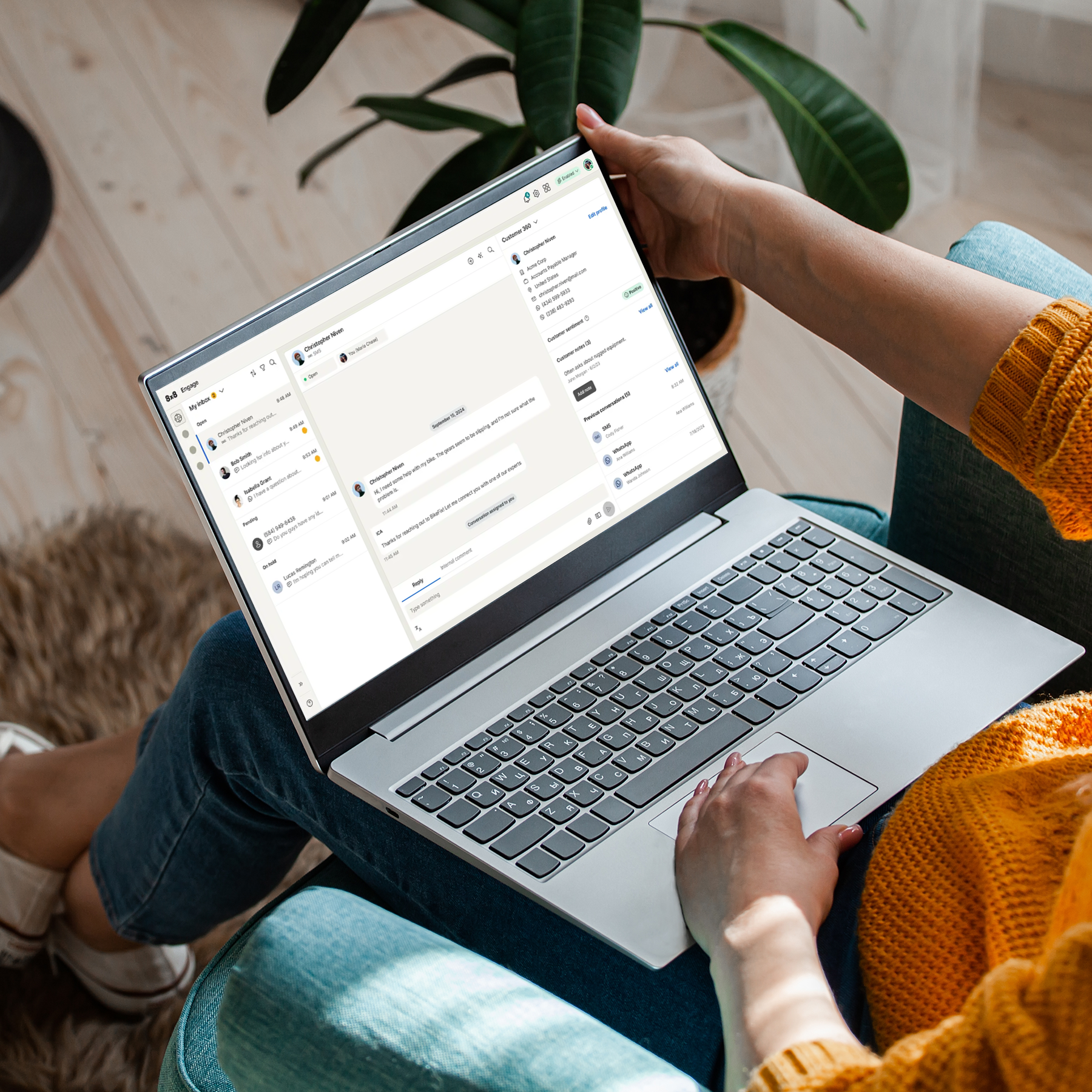 8x8 Engage On Laptop