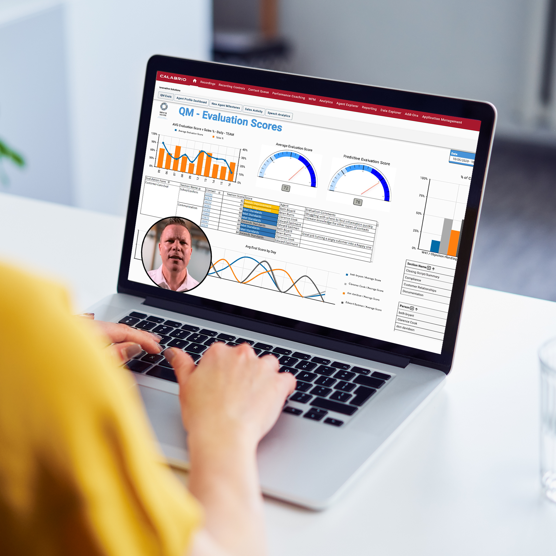 Calabrio Quality Management On Laptop