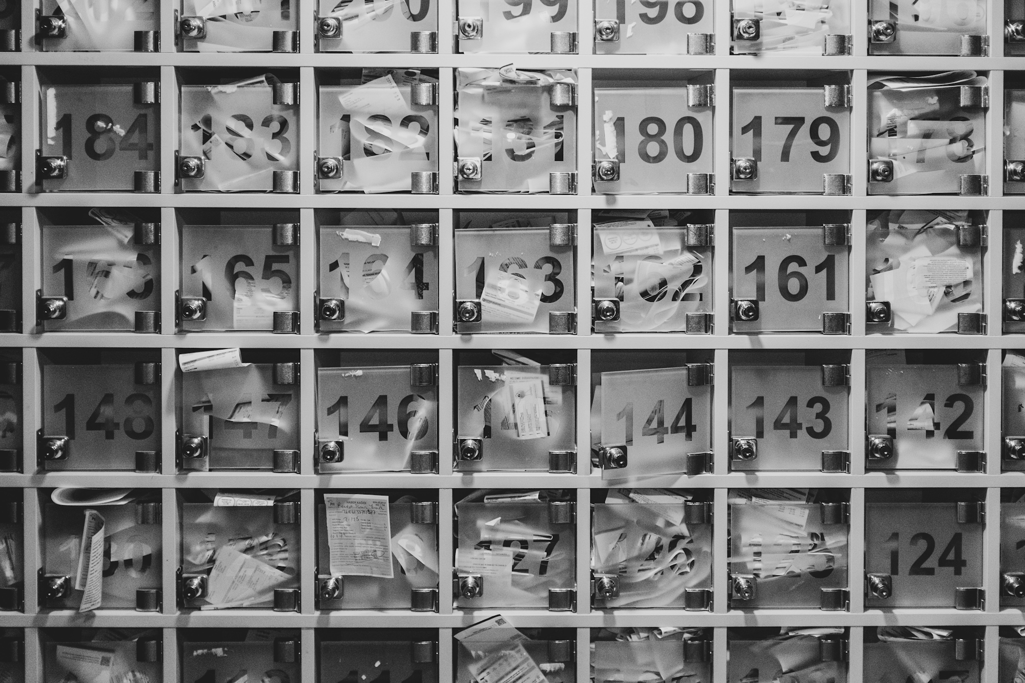 old postal inbox tray picture black and white