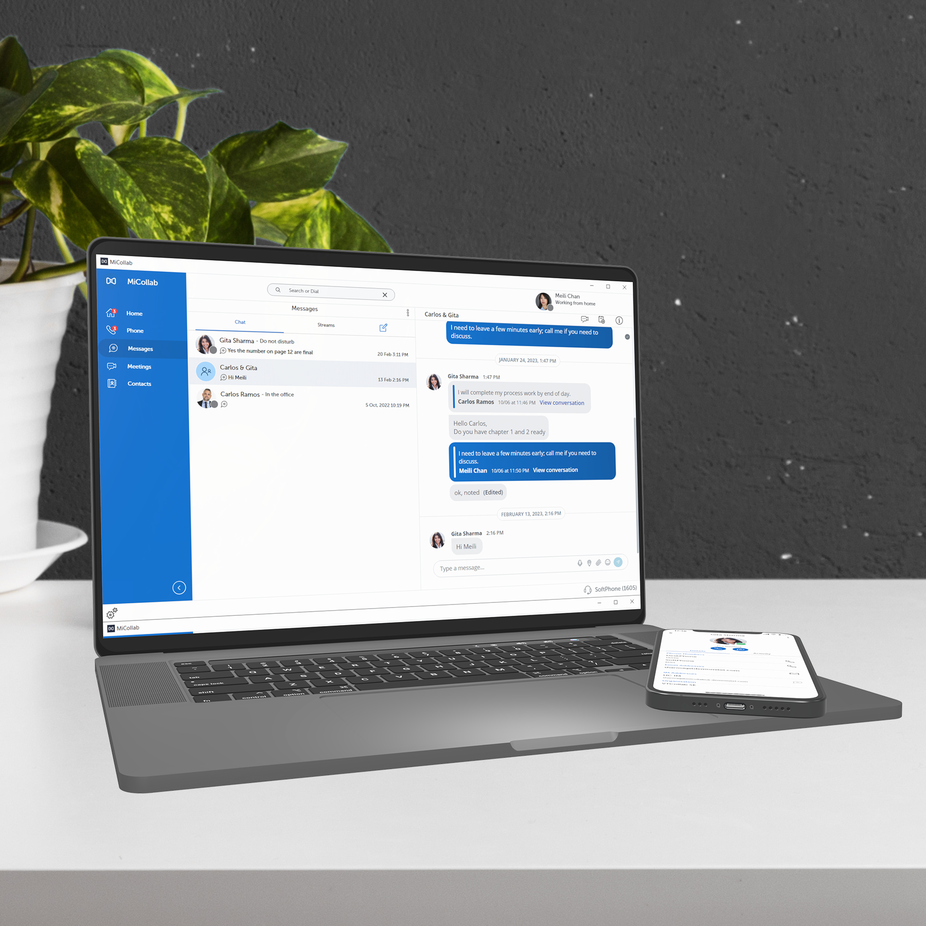 Mitel MiCollab On Laptop Screen