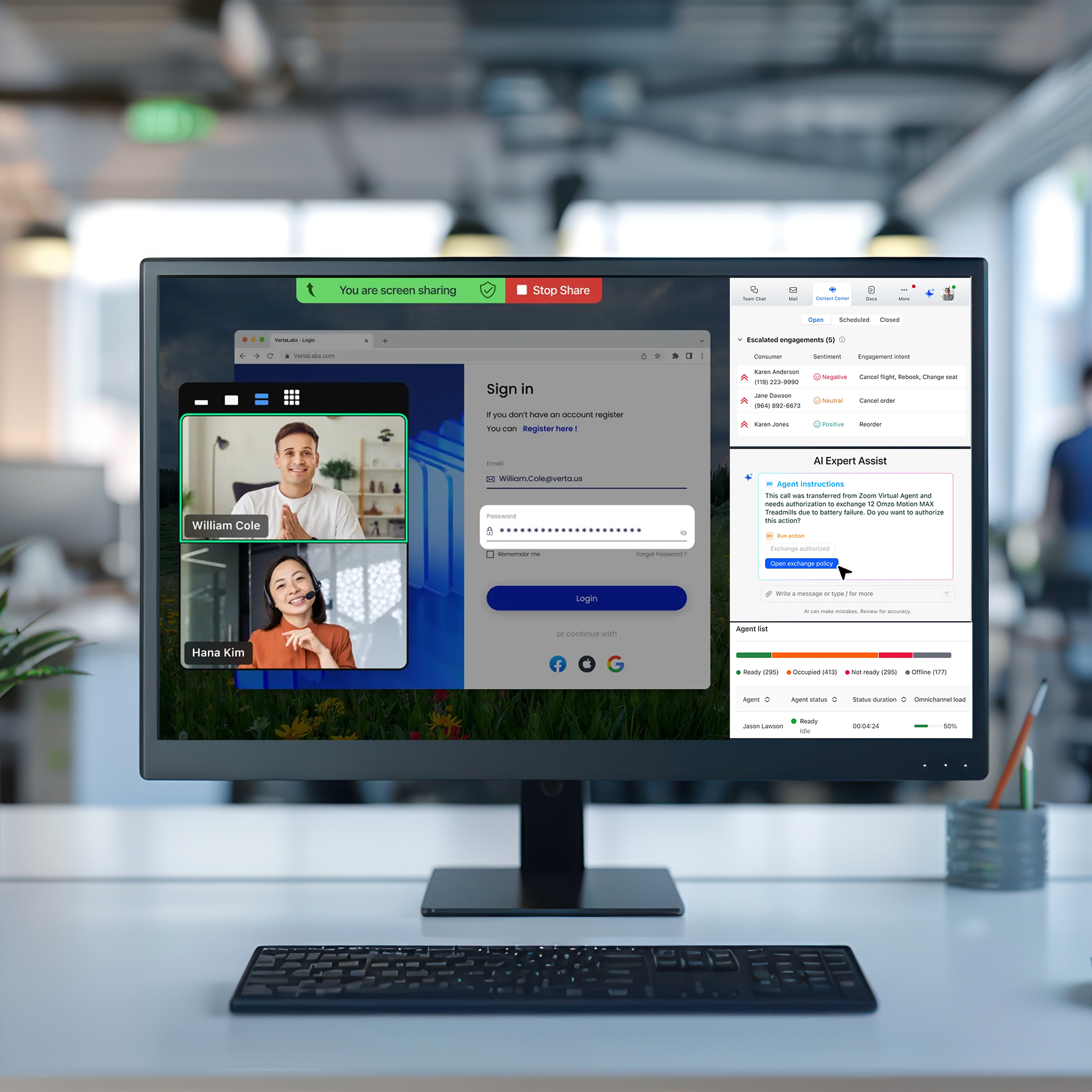 Zoom Contact Centre On Monitor